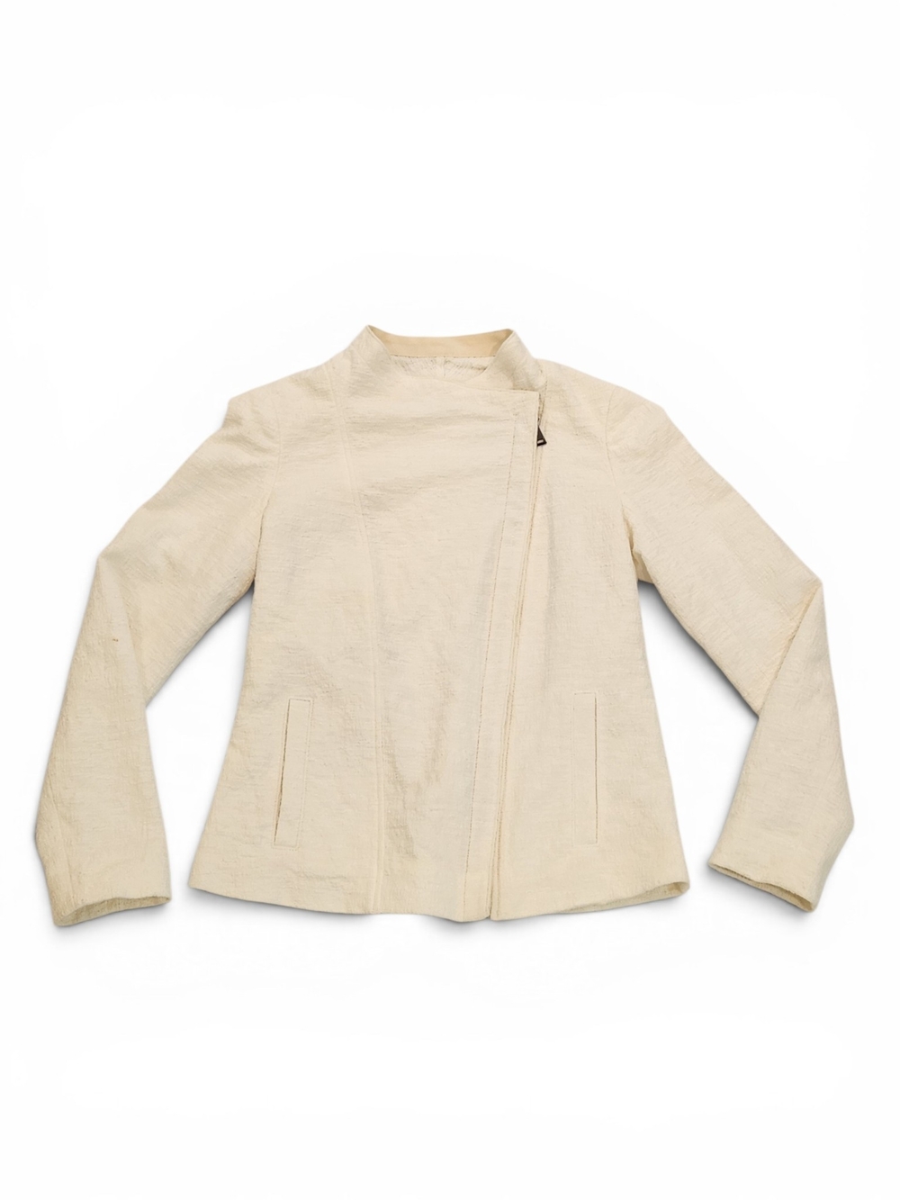Vince Cream Asymmetrical Zip Front Jacket